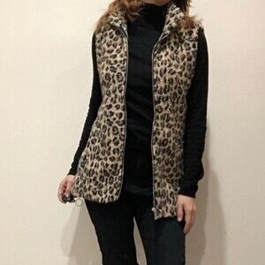 CALVIN KLEIN Vest  Animal Prints Leopard Teddy Bear‎ XS